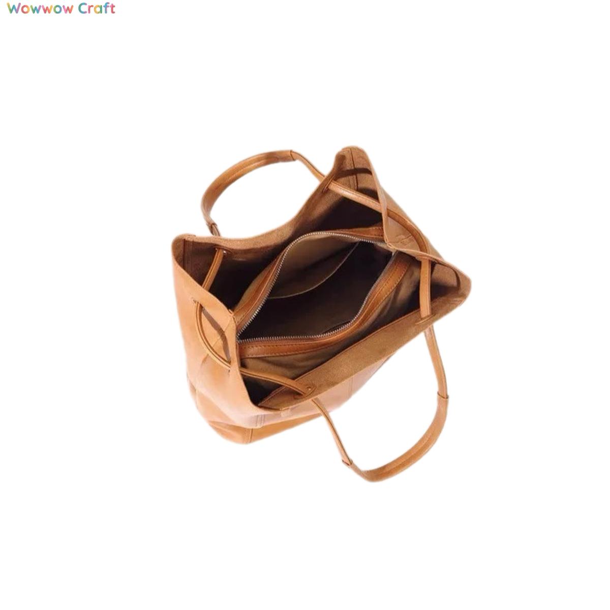 Shoulder Bags,Totes,Leather Bags,Vegetable-Tanned Leather Large Capacity Leather Shoulder Bag - Leather Crossbody Tote Bag
